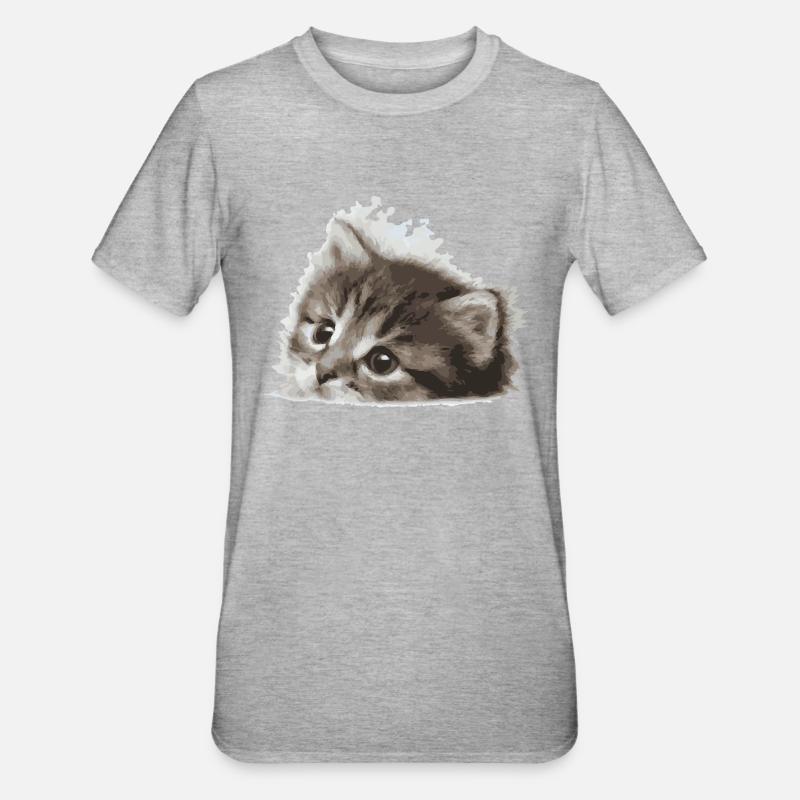 Bébé chat - T-shirt polycoton Unisexe - gris chiné