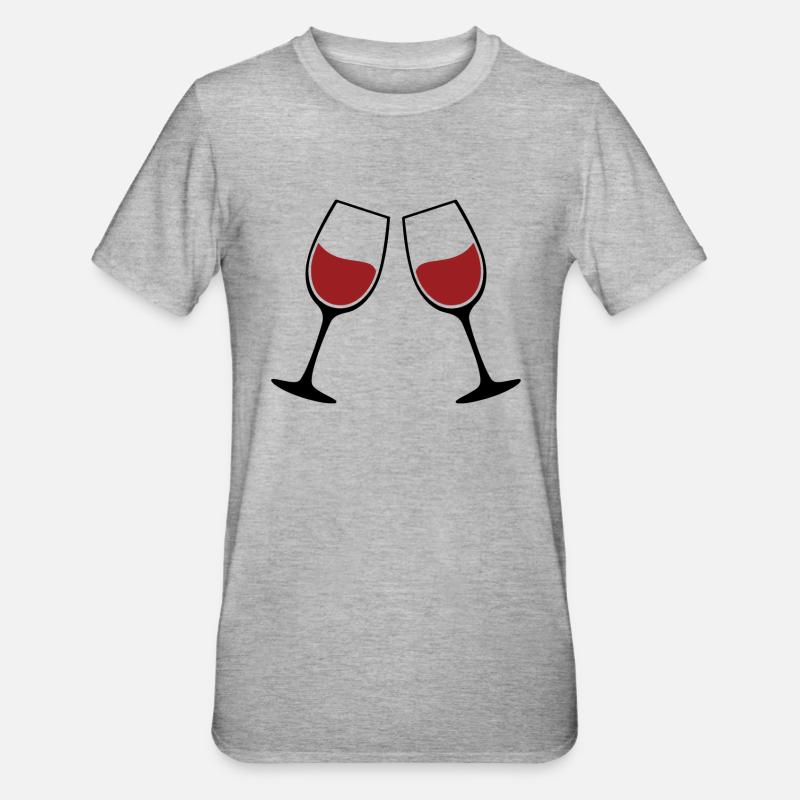 Weingläser Silhouette - Unisex Polycotton T-Shirt - Grau meliert