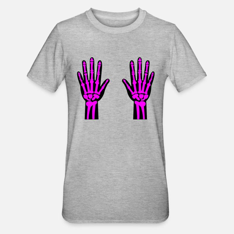 Skeleton Hands 02 - Unisex Polycotton T-Shirt - heather grey