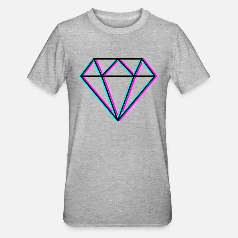 Diamant - Design néon - T-shirt polycoton Unisexe - gris chiné