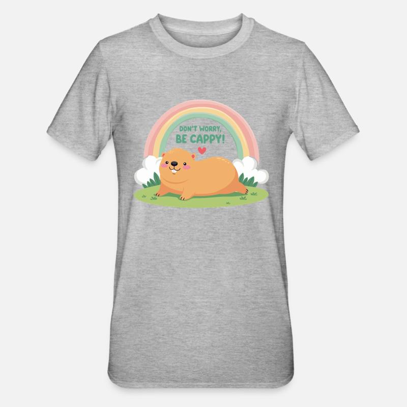 Dont Worry Be Cappy - Unisex Polycotton T-Shirt - heather grey