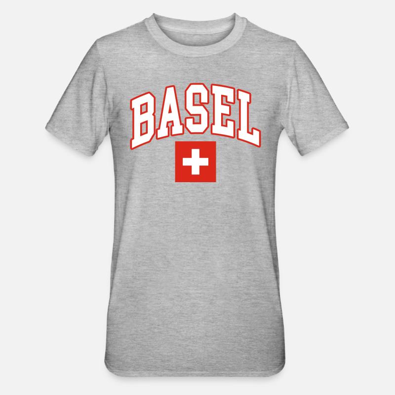 Basel schweiz flagge - Unisex Polycotton T-Shirt - Grau meliert