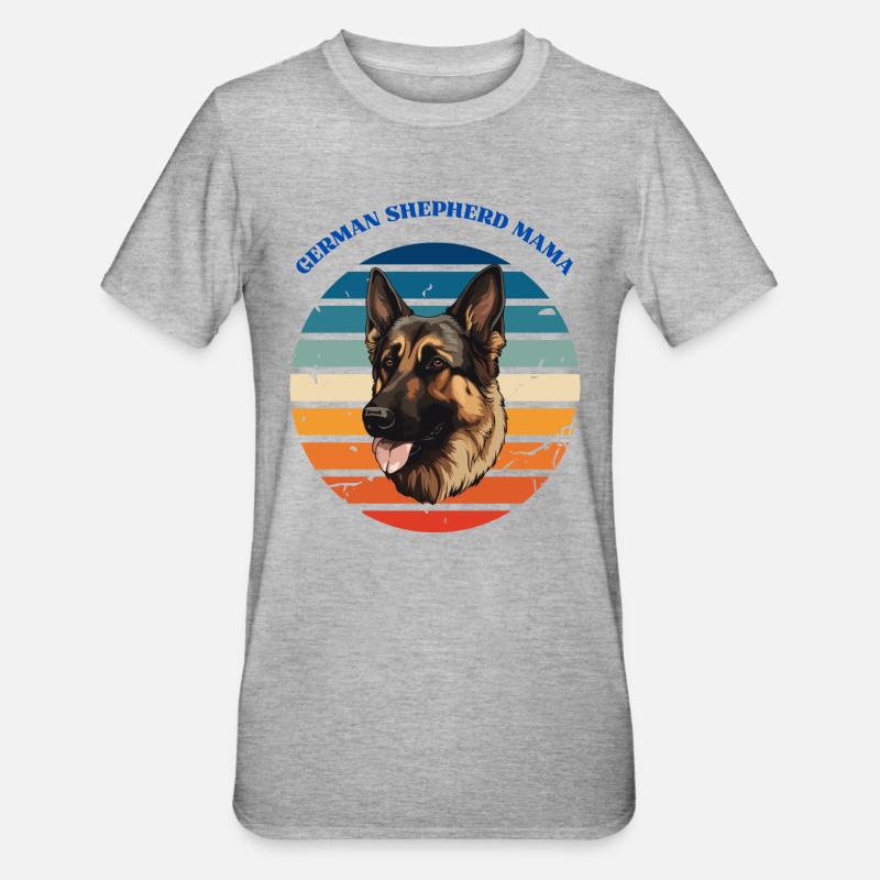 Deutscher Schäferhund Mama - Unisex Polycotton T-Shirt - Grau meliert