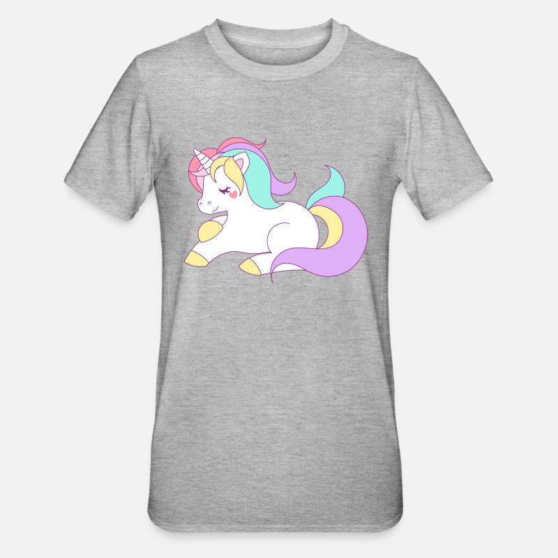 süßes Einhorn - Unisex Polycotton T-Shirt - Grau meliert