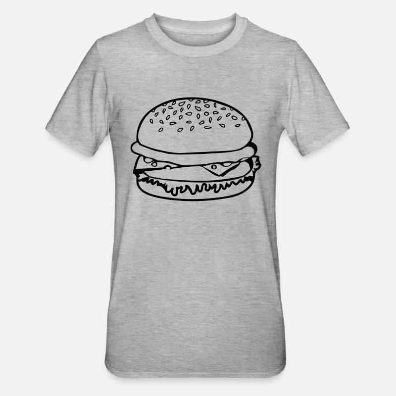 Hamburger de restauration rapide - T-shirt polycoton Unisexe - gris chiné