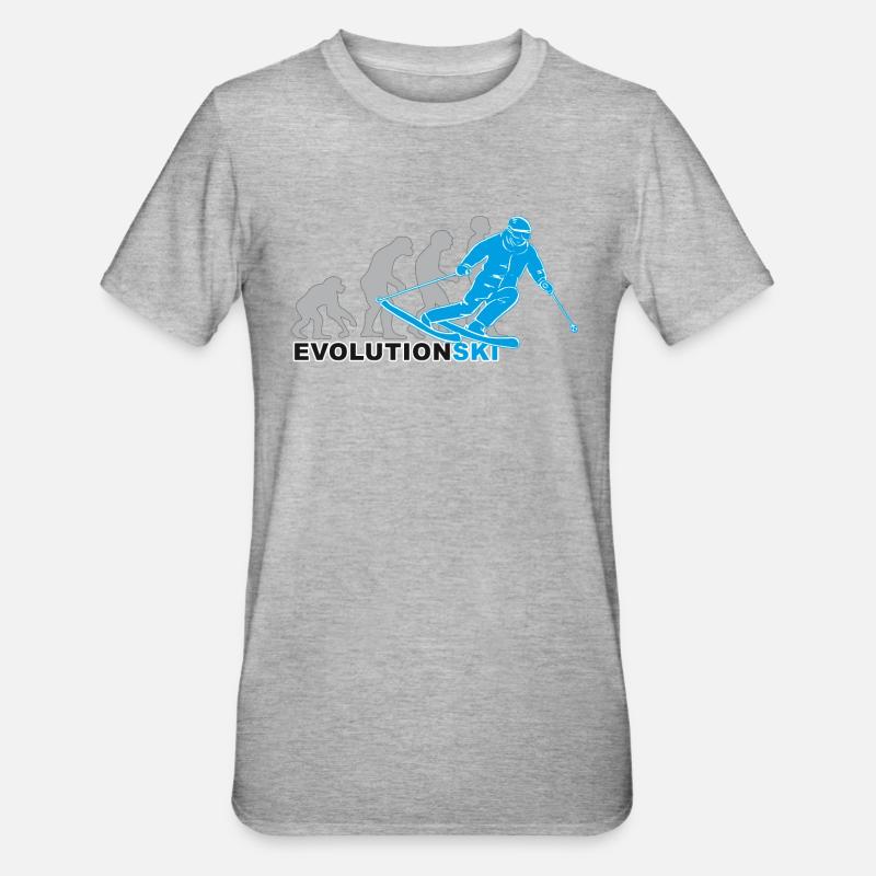 evolution ski, skiing, skiing, ski slope - Unisex Polycotton T-Shirt - heather grey