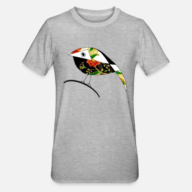 Bunter Vogel - Unisex Polycotton T-Shirt - Grau meliert