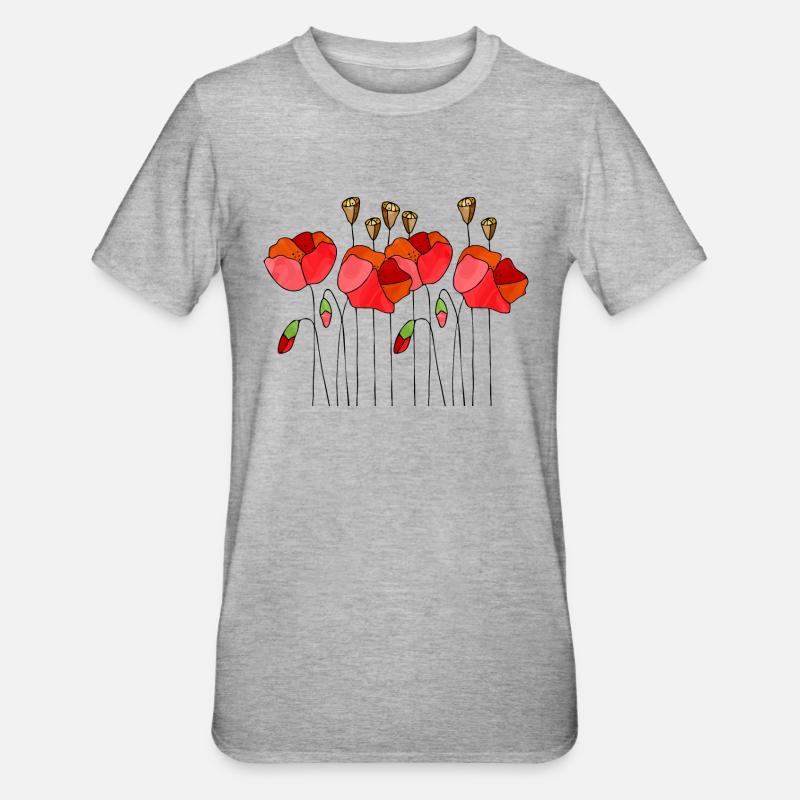 Fleur - T-shirt polycoton Unisexe - gris chiné