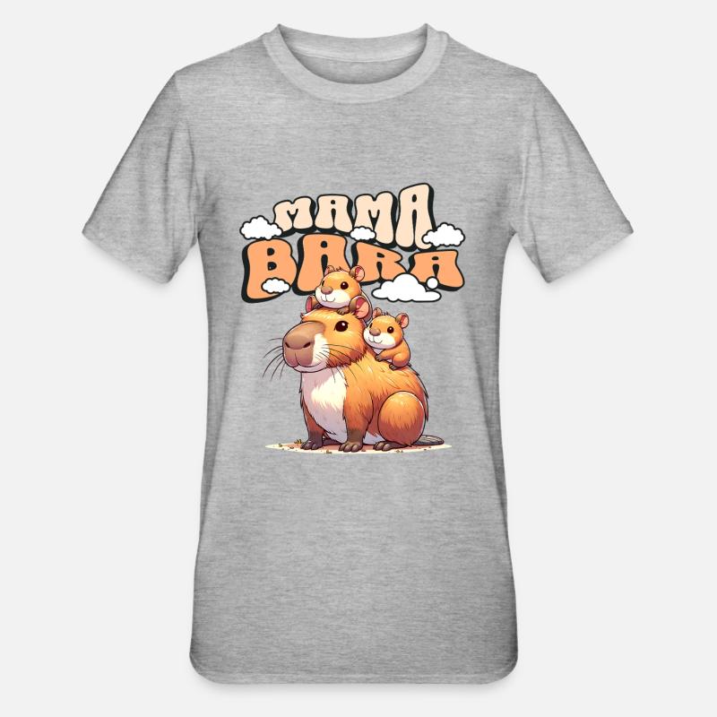 Mamabara Mère Capybara - T-shirt polycoton Unisexe - gris chiné