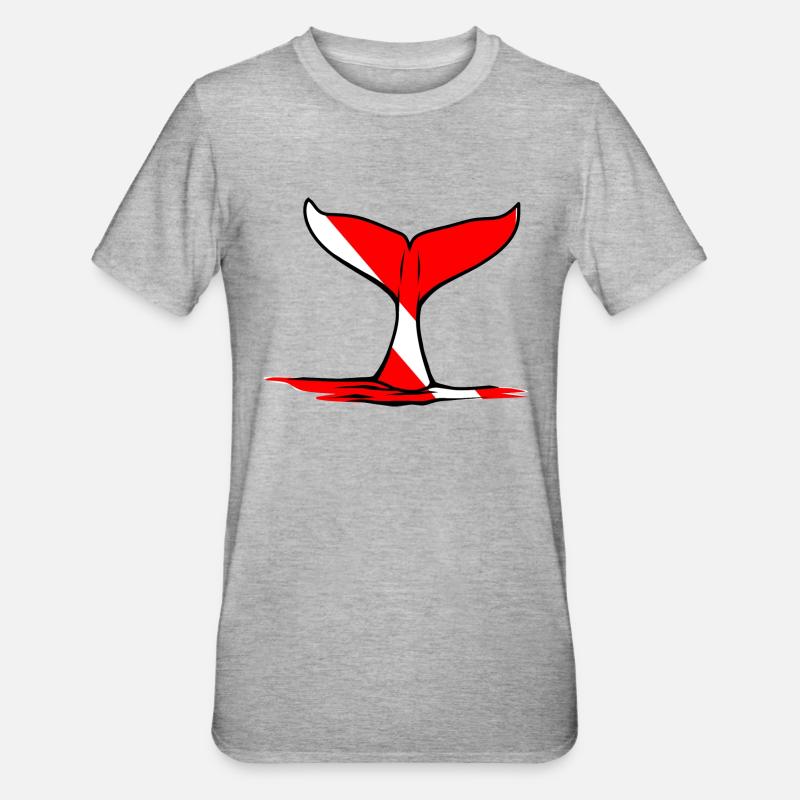 Whale Fin par Scuba.Style - T-shirt polycoton Unisexe - gris chiné