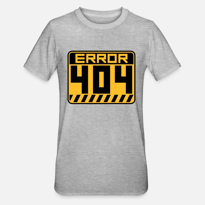 Error 404 Schild Warnung - Unisex Polycotton T-Shirt - Grau meliert