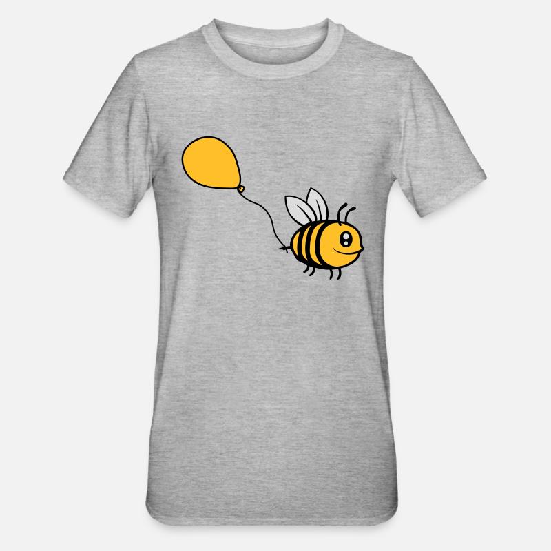 Happy Balloon Bee Comic - T-shirt polycoton Unisexe - gris chiné