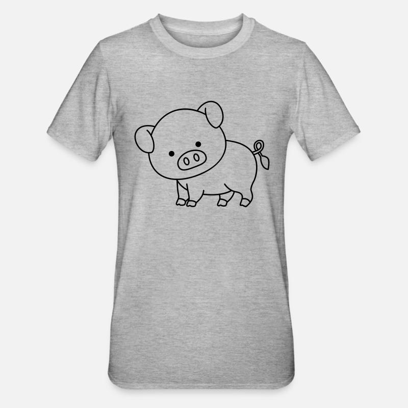 Cochon - T-shirt polycoton Unisexe - gris chiné
