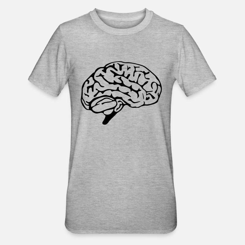 brain design - Unisex Polycotton T-Shirt - Grau meliert