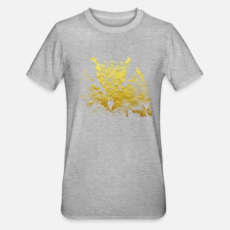 Eule - Unisex Polycotton T-Shirt - Grau meliert