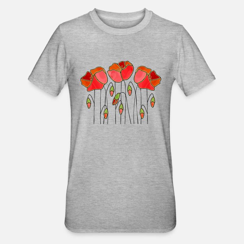 Fleur - T-shirt polycoton Unisexe - gris chiné