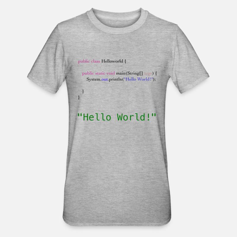 Hello World Code - Unisex Polycotton T-Shirt - Grau meliert
