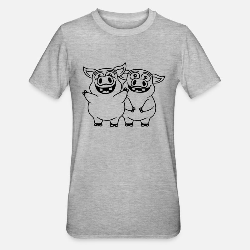Amis équipe drôles cochons - T-shirt polycoton Unisexe - gris chiné