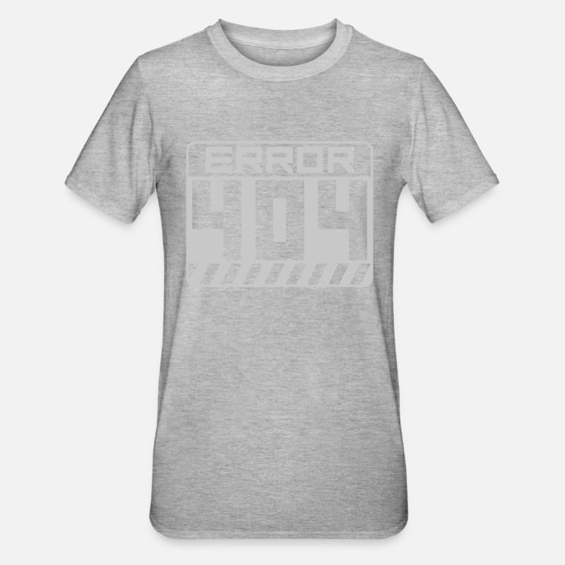 Warnung Schild Error 404 - Unisex Polycotton T-Shirt - Grau meliert