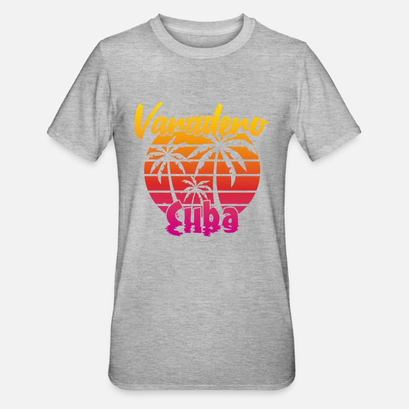 Varadero Cuba Coucher de soleil - T-shirt polycoton Unisexe - gris chiné