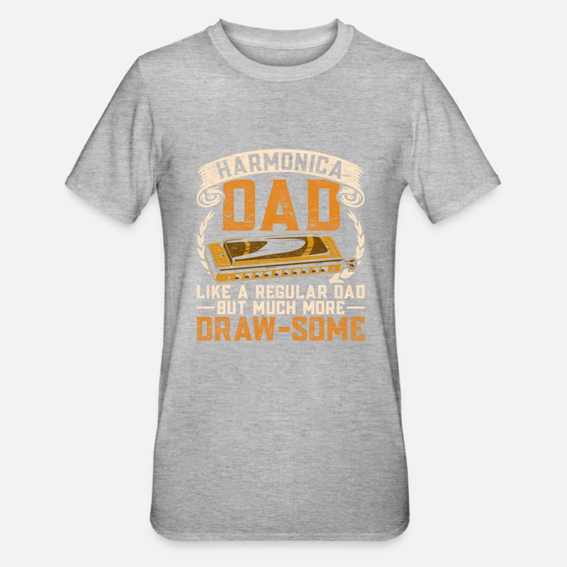 Harmonica, harmoniciste, père - T-shirt polycoton Unisexe - gris chiné