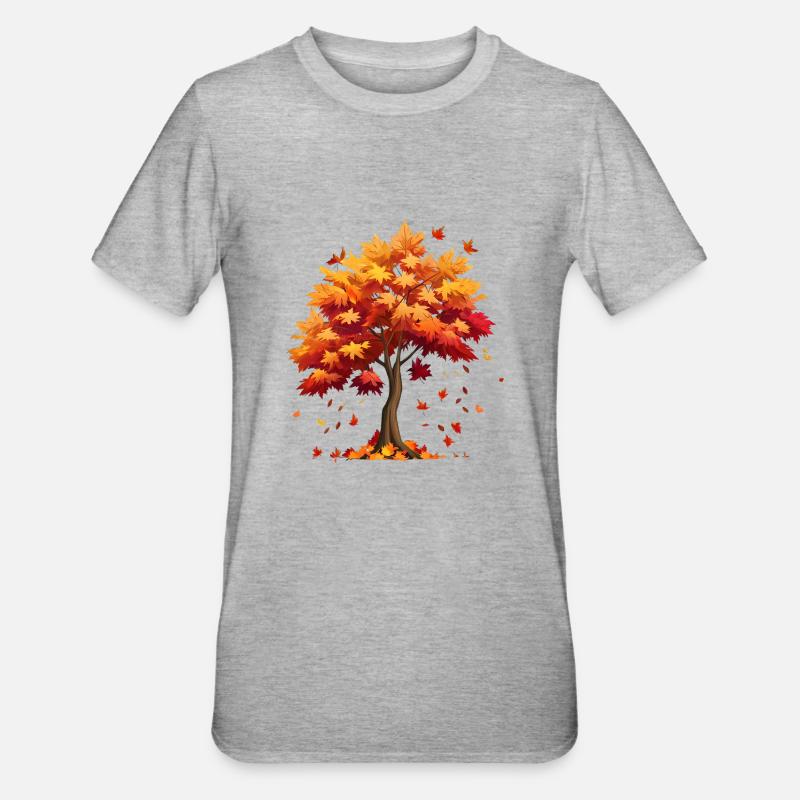 Herbst Herbstblätter fallen vom Baum - Unisex Polycotton T-Shirt - Grau meliert