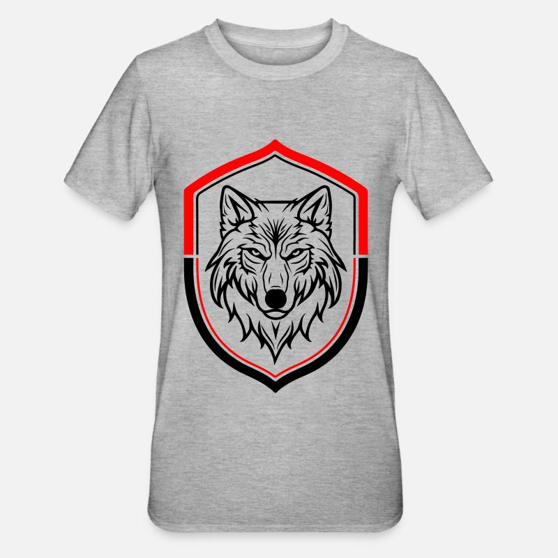 Wolf Symbol Head Shield - Unisex Polycotton T-Shirt - heather grey