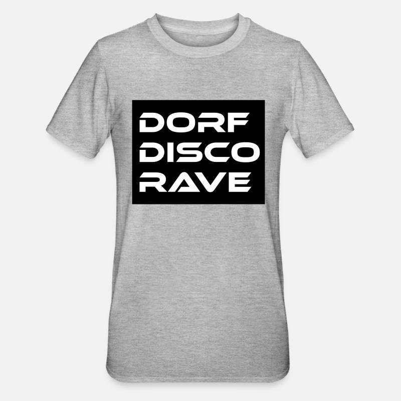 Dorf Disco Rave - Unisex Polycotton T-Shirt - Grau meliert