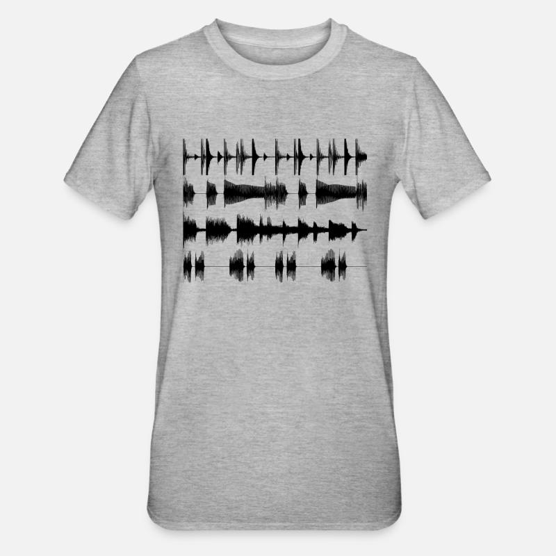 Black waveforms - Unisex Polycotton T-Shirt - heather grey