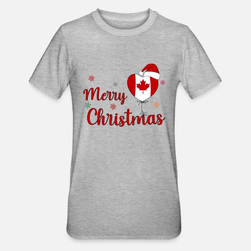 Joyoux Noël Drapeau Canada Coeur - T-shirt polycoton Unisexe - gris chiné