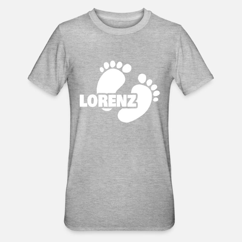 Geburt Lorenz - Unisex Polycotton T-Shirt - Grau meliert