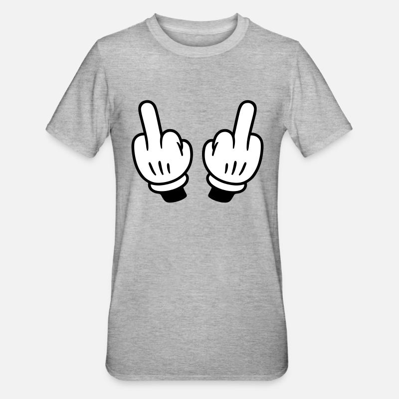 Mittelfinger Hand Comic - Unisex Polycotton T-Shirt - Grau meliert