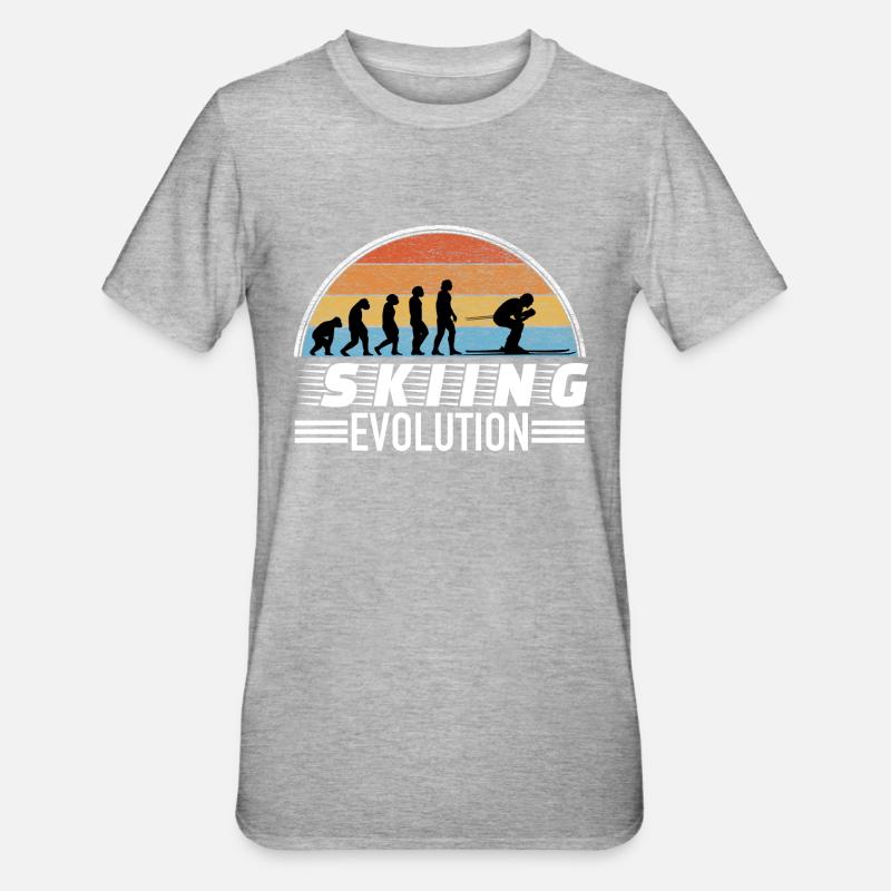 Skier saying evolution - Unisex Polycotton T-Shirt - heather grey
