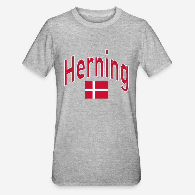 Drapeau de Herning Danemark - T-shirt polycoton Unisexe - gris chiné