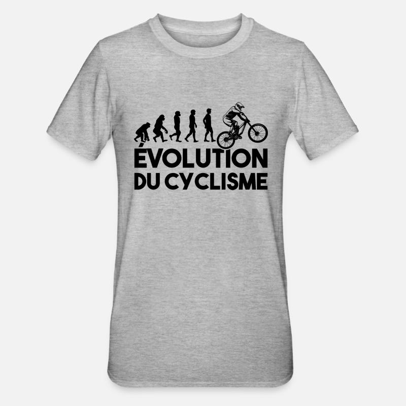 évolution du cyclisme - T-shirt polycoton Unisexe - gris chiné