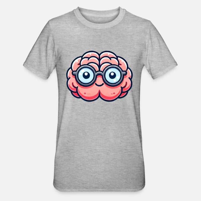 gehirn comic nerd - Unisex Polycotton T-Shirt - Grau meliert