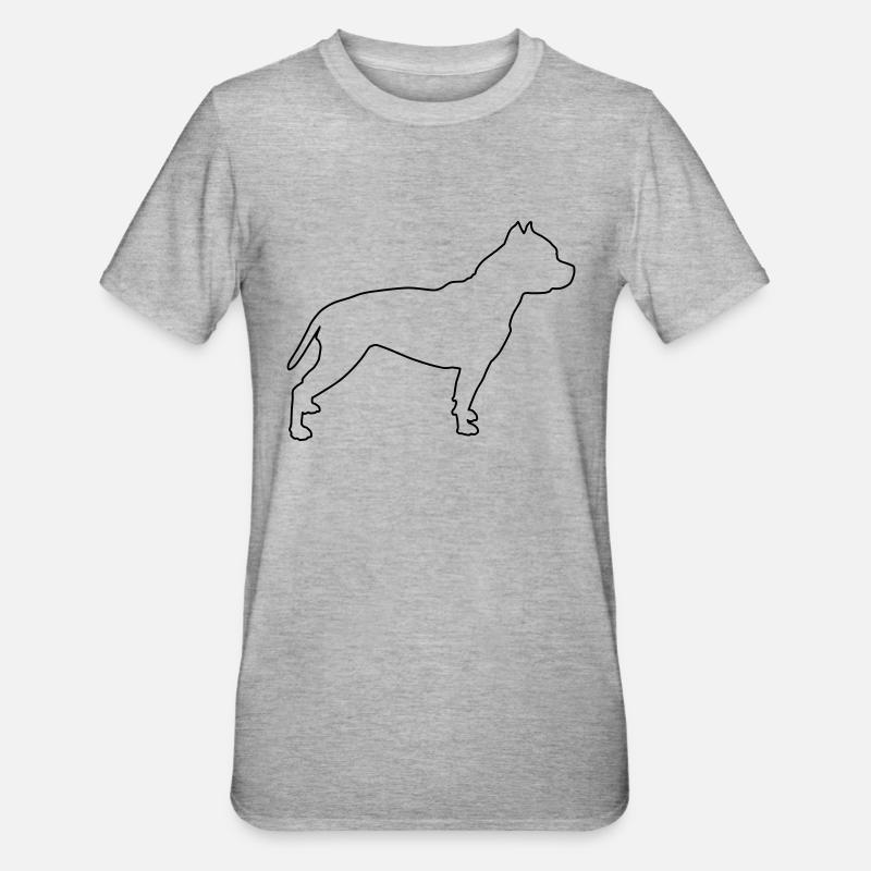 pitbull konturen 1 - Unisex Polycotton T-Shirt - Grau meliert