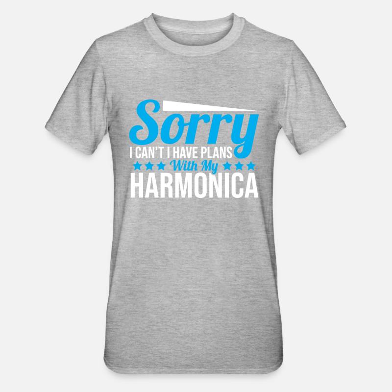 Playing Harmonica Gift - Unisex Polycotton T-Shirt - heather grey