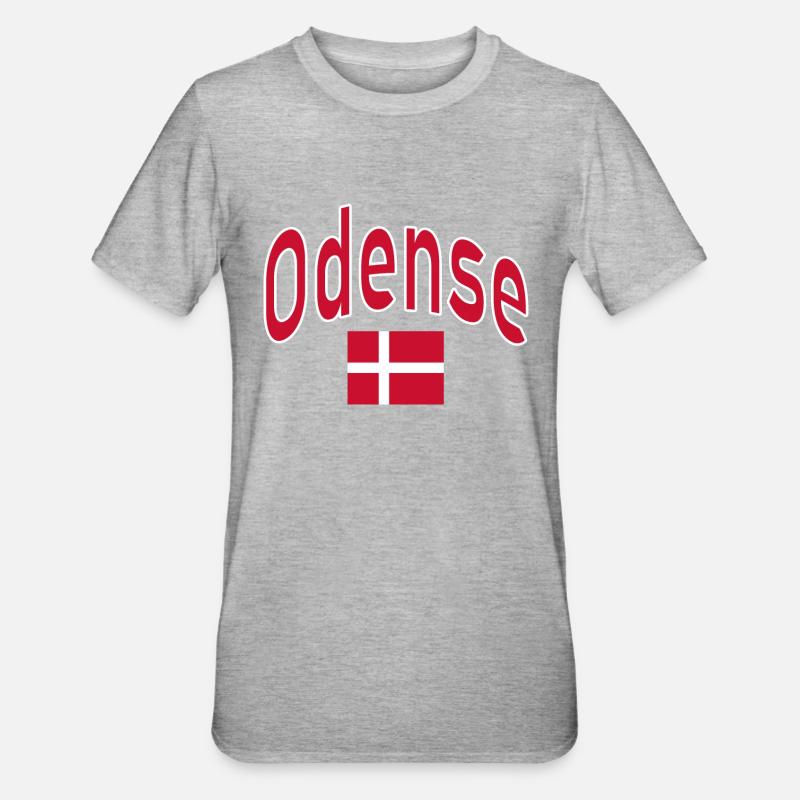 Drapeau d’Odense Danemark - T-shirt polycoton Unisexe - gris chiné