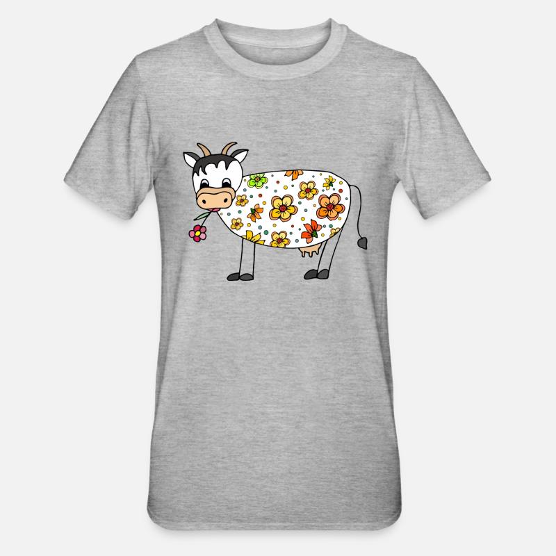 Cow - Unisex Polycotton T-Shirt - heather grey
