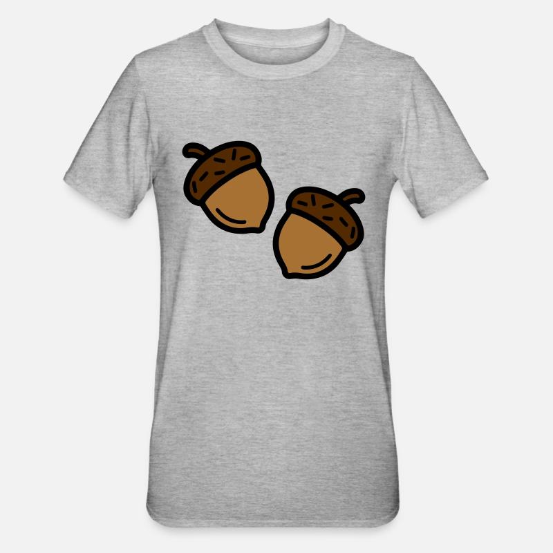Eichel Herbst Eiche - Unisex Polycotton T-Shirt - Grau meliert