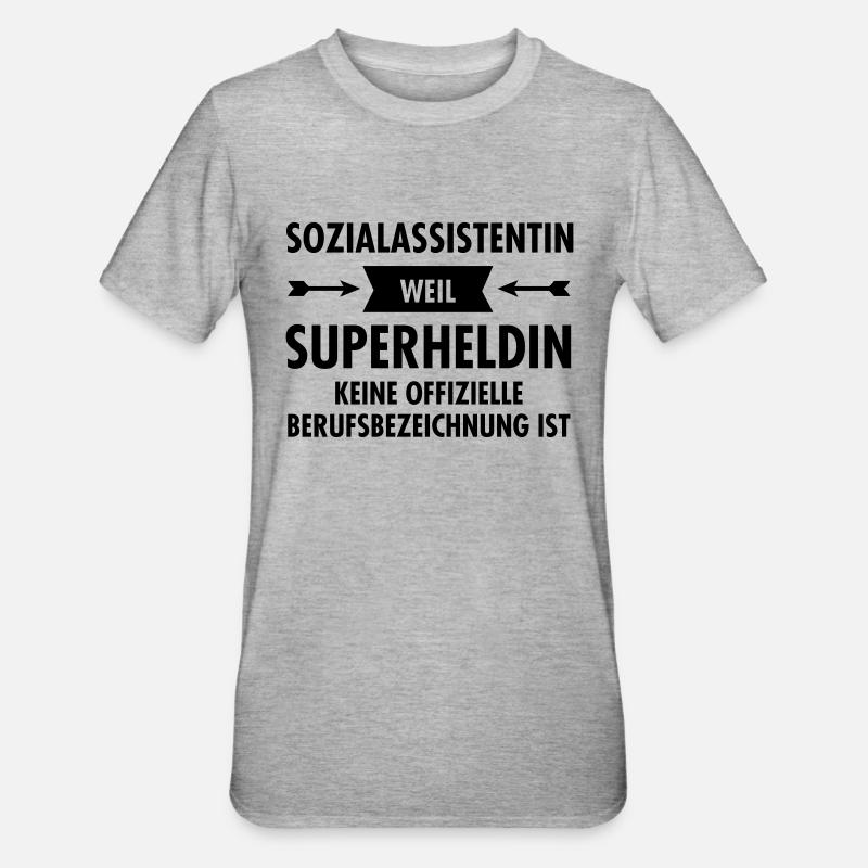 Sozialassistentin - Superheldin - Unisex Polycotton T-Shirt - Grau meliert