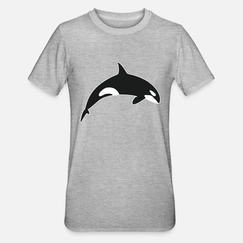 Schwertwal Orca Killerwal - Unisex Polycotton T-Shirt - Grau meliert