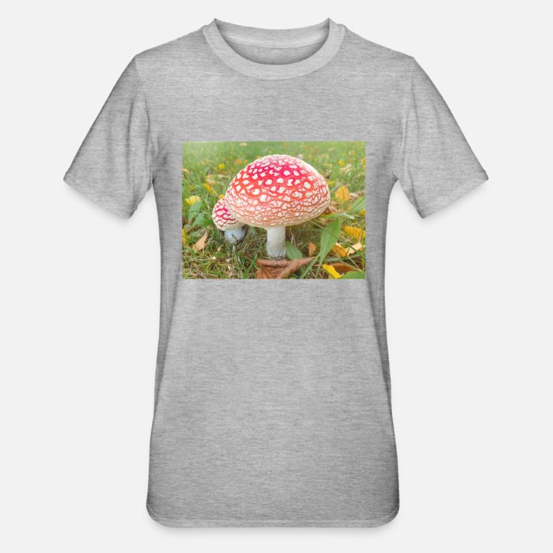 fly agaric also toadstool - Unisex Polycotton T-Shirt - heather grey