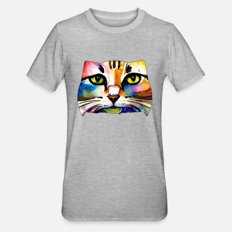 Face de chat 7 - T-shirt polycoton Unisexe - gris chiné