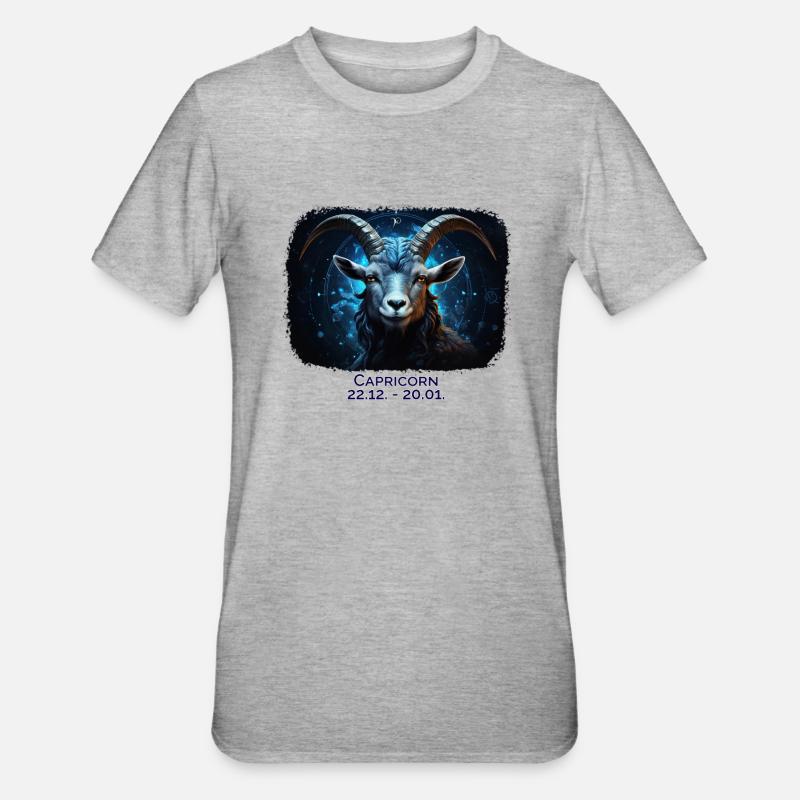 Sternzeichen Steinbock Datum - Unisex Polycotton T-Shirt - Grau meliert