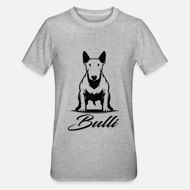 Conception du Bull Terrier – Caractère et force - T-shirt polycoton Unisexe - gris chiné