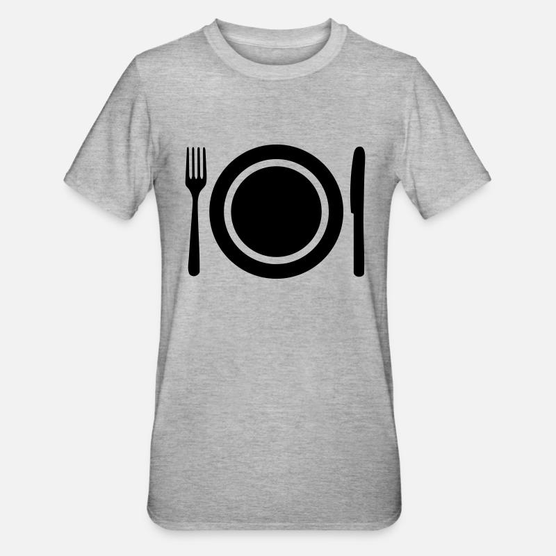 Teller und Besteck - Unisex Polycotton T-Shirt - Grau meliert