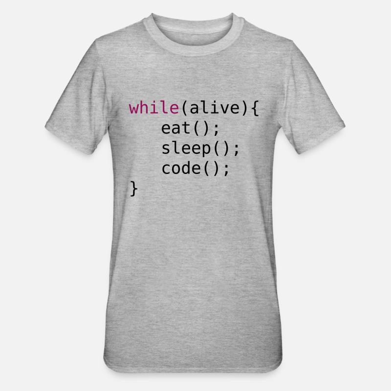 Lustiger Code Quellcode - Unisex Polycotton T-Shirt - Grau meliert