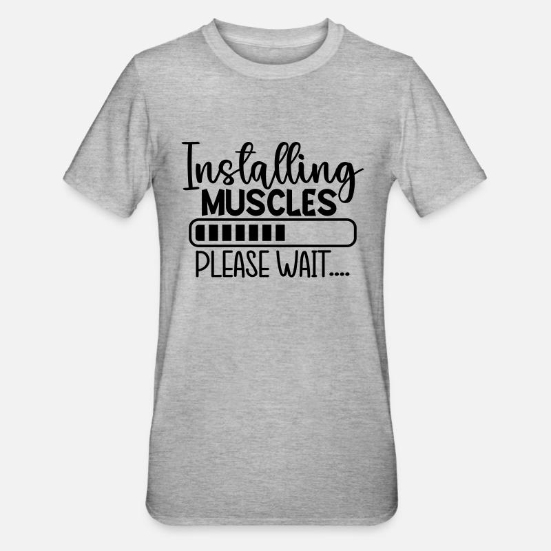 Installing Muscles - Unisex Polycotton T-Shirt - Grau meliert